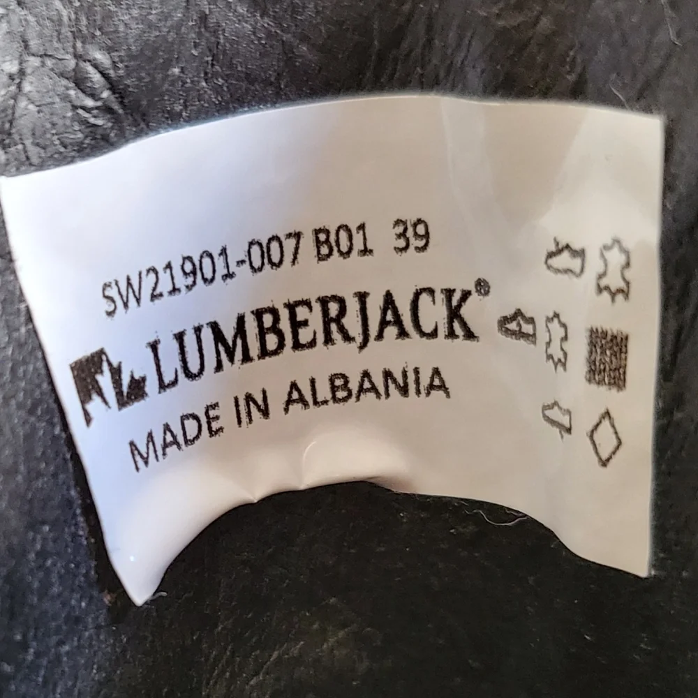 EUC Lumberjack Leather Moto Boots Wedge Heel size 39